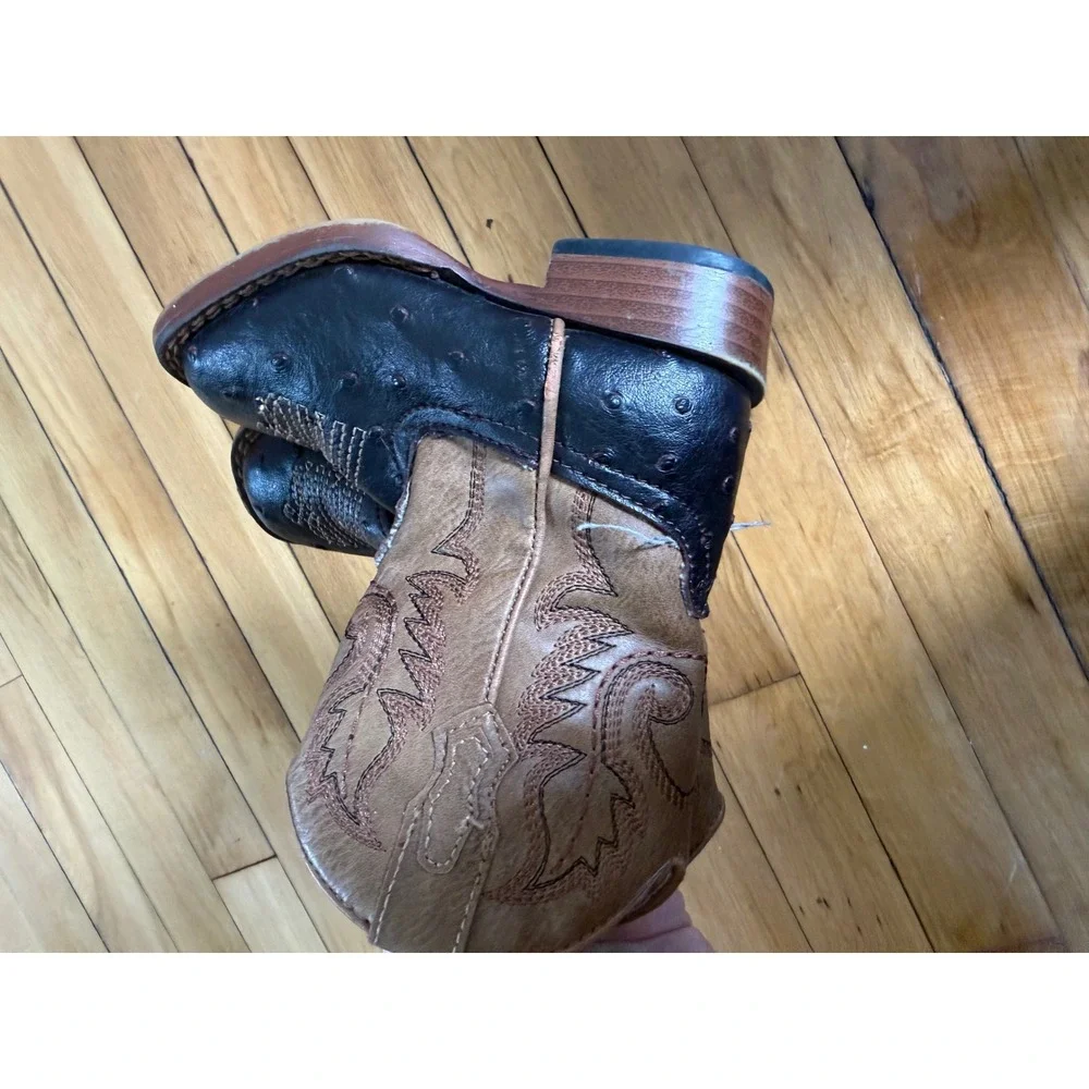 Roper cowboy toddler brown and black leather boots western